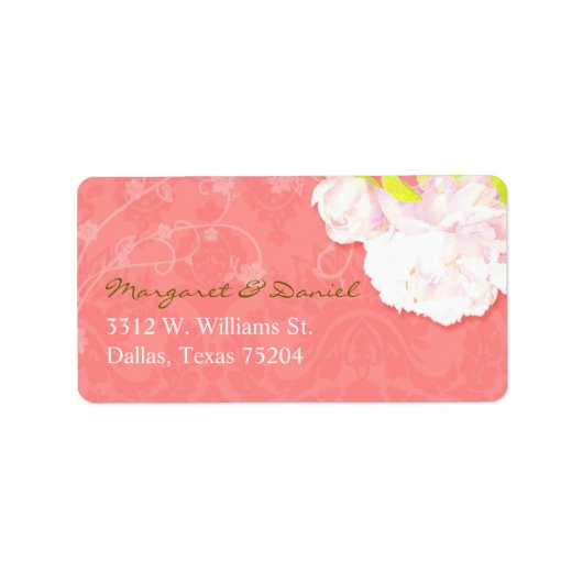 Blush Peony Coral Wedding Address Adressaufkleber (Vorne)
