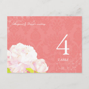 Blush Peony Coral Wedding Tischnummer