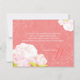 Blush Peony Coral Wedding Vielen Dank Dankeskarte
