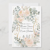 Blush Peony & Eucalyptus Botanical Floral Bridal  Einladung (Vorderseite)