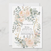 Blush Peony & Eucalyptus Botanical Floral Bridal  Einladung (Rückseite)