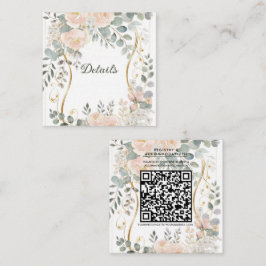 Blush Peony & Eucalyptus Botanical Floral Details Quadratische Visitenkarte