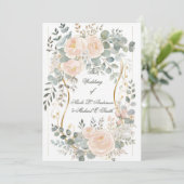Blush Peony & Eucalyptus Botanical Floral Wedding  Einladung (Stehend Vorderseite)