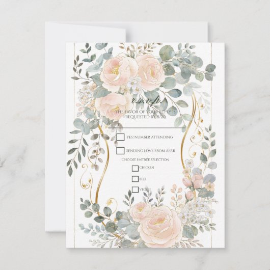 Blush Peony & Eucalyptus Botanical Floral Wedding  Einladung (Vorderseite)