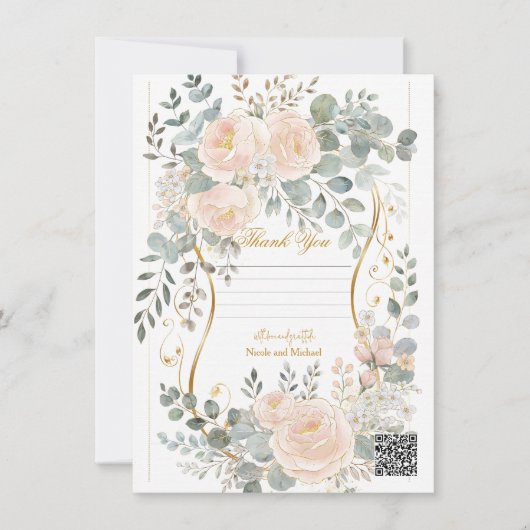 Blush Peony & Eucalyptus Botanical Floral Wedding  Einladung (Vorderseite)