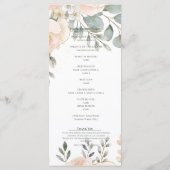 Blush Peony & Eucalyptus Botanical Floral Wedding  Menükarte (Rückseite)