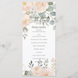 Blush Peony & Eucalyptus Botanical Floral Wedding  Menükarte