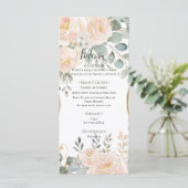 Blush Peony & Eucalyptus Botanical Floral Wedding  Menükarte (Stehend Vorderseite)
