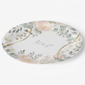 Blush Peony & Eucalyptus Botanical Floral Wedding  Pappteller (Schrägansicht)