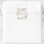 Blush Peony & Eucalyptus Botanical Floral Wedding  Quadratischer Aufkleber (Tasche)