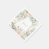 Blush Peony & Eucalyptus Botanical Floral Wedding  Serviette (Ecke)