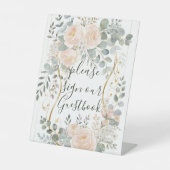 Blush Peony & Eucalyptus Botanical Floral Wedding  Sockelschild (Vorderseite)