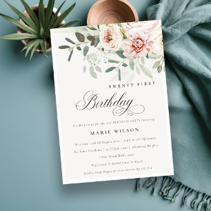 Blush Peony Eucalyptus Folies jedes Alter Geburtst Einladung