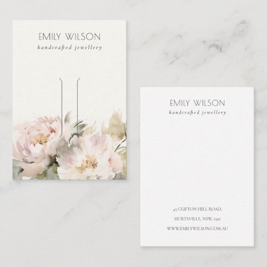 Blush Peony Floral Bunch Hairpin Jewelry Display Visitenkarte (Vorne/Hinten)