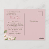 Blush Peony Floral Foto Hochzeit Danke Postca Postkarte (Rückseite)