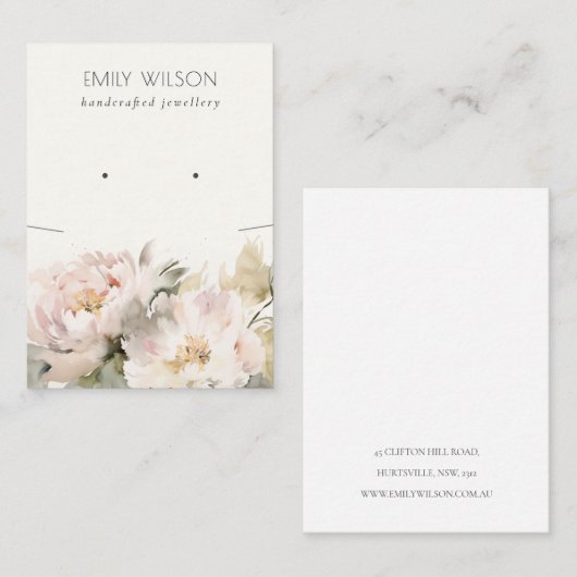 Blush Peony Floral Necklette Earring Combo Display Visitenkarte (Vorne/Hinten)