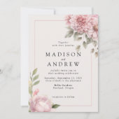 Blush Peony Garden Wedding Einladung (Vorderseite)