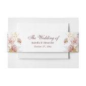 Blush Peony & Gold Burgund Blumenhochzeit Einladungsbanderole (Vorderseite Beispiel)