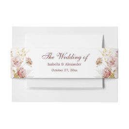 Blush Peony & Gold Burgund Blumenhochzeit Einladungsbanderole