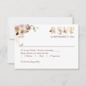 Blush Peony & Gold Burgundy Blumenkost Optionen RSVP Karte (Vorderseite)
