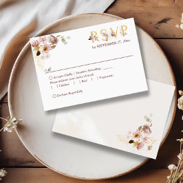 Blush Peony & Gold Burgundy Blumenkost Optionen RSVP Karte