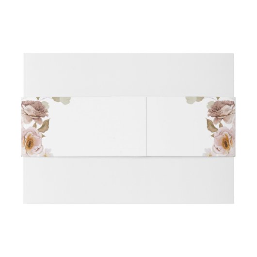 Blush Peony & Gold Floral Wedding Einladungsbanderole (Rückseitenbeispiel)