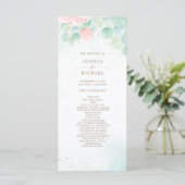 Blush Peony Greenery Eucalyptus Watercolor Wedding Programm (Stehend Vorderseite)