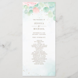 Blush Peony Greenery Eucalyptus Watercolor Wedding Programm