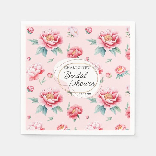 Blush Peony Individuelle Name Napkins Serviette (Vorderseite)