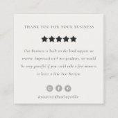 Blush Peony Leafy Botanical Floral Review Request Quadratische Visitenkarte (Rückseite)