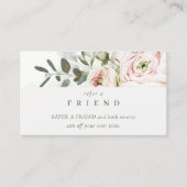 Blush Peony Leafy Botanischer Blumenlehrer Visitenkarte (Vorderseite)