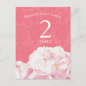 Blush Peony Pink Wedding Tischnummer Card (Vorderseite)