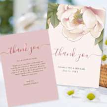 Blush Peony Rose Bloral Wedding Danke Karte