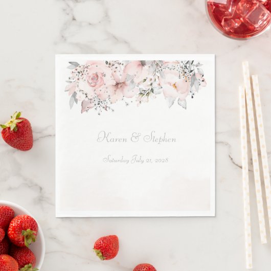 Blush Peony Silver Eucalyptus Wedding Luncheon Serviette (Beispiel)