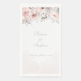 Blush Peony Silver Eucalyptus Wedding Paper Guest Serviette