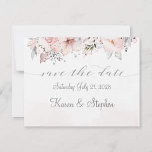 Blush Peony Silver Eucalyptus Wedding Rette das Da Save The Date
