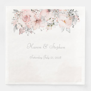 Blush Peony Silver Eucalyptus Wedding Serviette