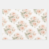 Blush Peony Watercolor Blumenmuster Geschenkpapier Set (Vorderseite 2)