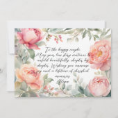 Blush Peony Watercolor Botanical Frame Wedding Karte (Rückseite)