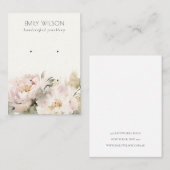 Blush Peony Watercolor Floral 2 Earring Display Visitenkarte (Vorne/Hinten)