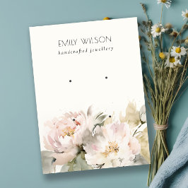 Blush Peony Watercolor Floral 2 Earring Display Visitenkarte