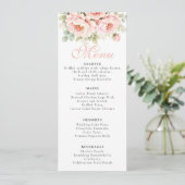 Blush Peony Wedding Menu Card (Stehend Vorderseite)