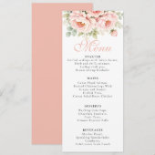 Blush Peony Wedding Menu Card (Vorne/Hinten)