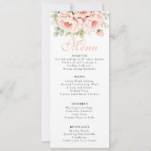 Blush Peony Wedding Menu Card (Vorderseite)