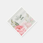 Blush Peony Wedding Monogram | Chic Floral Paper Serviette (Ecke)