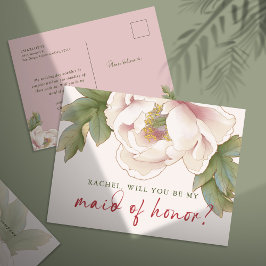 Blush Peony werden Sie mein Trauzeugin Vorschlag Postkarte