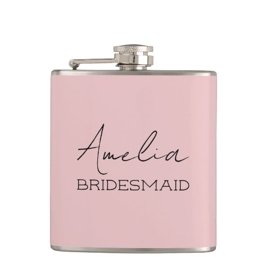 Blush Personalisiert Bridesmaid Flachmann (Vorderseite)