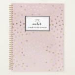 Blush Personalisierter Planer für vergoldete Foild<br><div class="desc">Blush Personalisierter Planer für vergoldete Foildots | Anpassbarer Planer mit Imitaten mit goldenen Polka-Punktmuster aus Folie auf rosa schwarzem Hintergrund. Dieser moderne und feminine Planer ist ein personalisiertes Geschenk.</div>