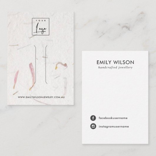 BLUSH PETAL HANDMADE PAPIER HAARKLIP DISPLAY KARTE (Vorne/Hinten)