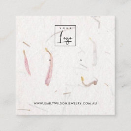 BLUSH PETAL HANDMADE PAPIER STUD EARRING DISPLAY QUADRATISCHE VISITENKARTE